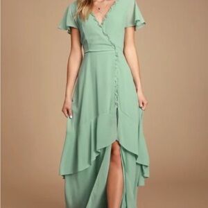Lulua Elegant Green Wrap Dress